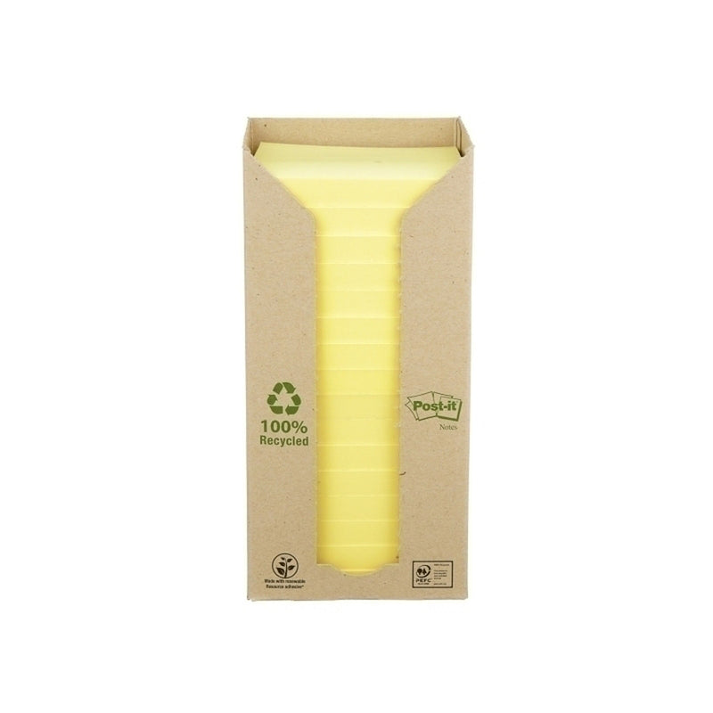 Notas recicladas post-it canary amarillo 16pk