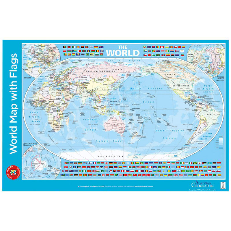 World Map with Flags Poster