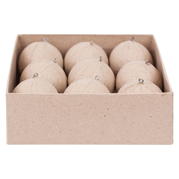 Papier Mache Baubles 60mm 9pk