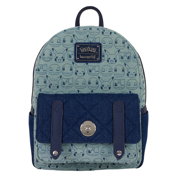 Pokemon Faux Denim All-Over Print Mini Backpack