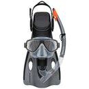Ezi-Travel Adult Silicone Mask, Snorkel & Fin Set (Silver)