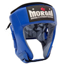 Morgan Platinum Open Face Leather Head Guard (Blue)