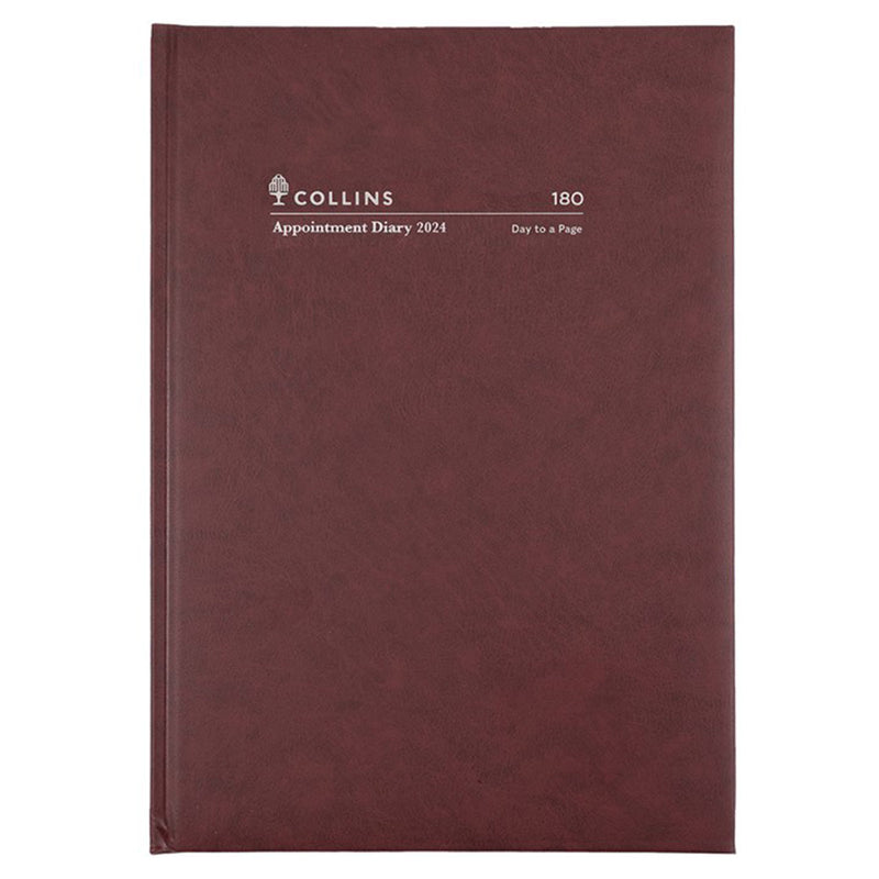 Collins Debden A4 2024 Appointment Diary (Burgundy)