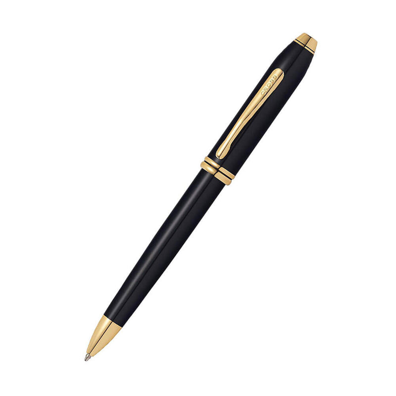 Stylo laqué noir plaqué or 23 carats Townsend