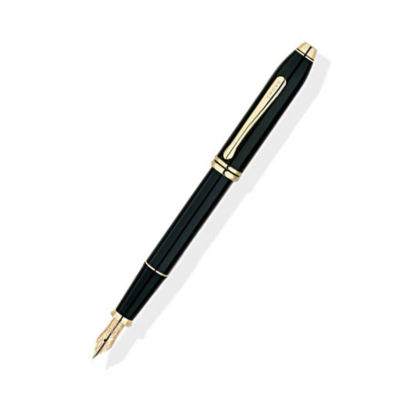 Bolígrafo Townsend lacado en negro chapado en oro de 23 quilates
