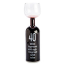 Verre de bouteille de vin joyeux anniversaire
