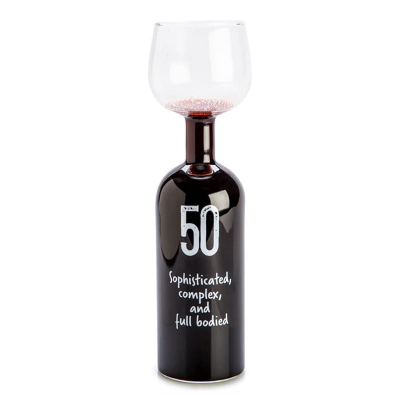 Verre de bouteille de vin joyeux anniversaire