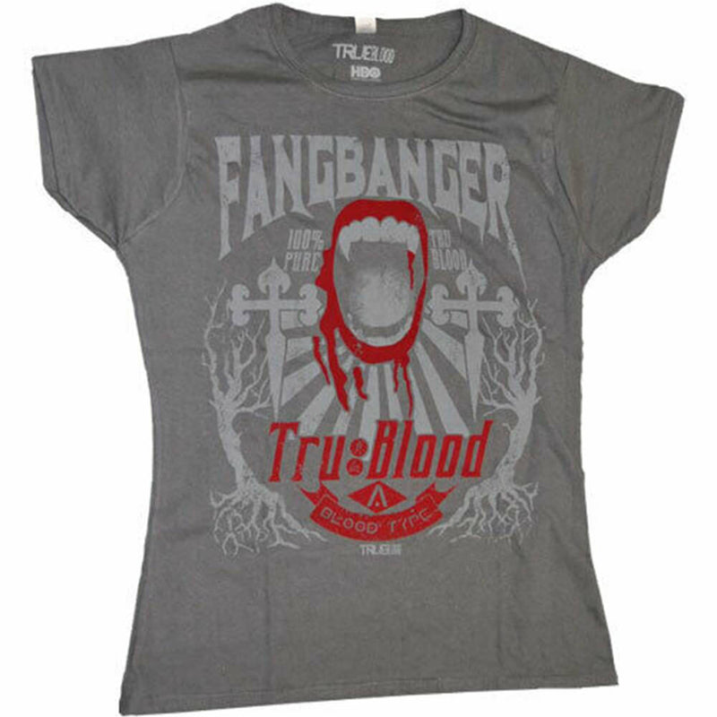  Camiseta femenina flocada de True Blood Fangbanger