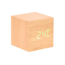 Horloge de bureau cube en bois à LED avec affichage de la température et de la date