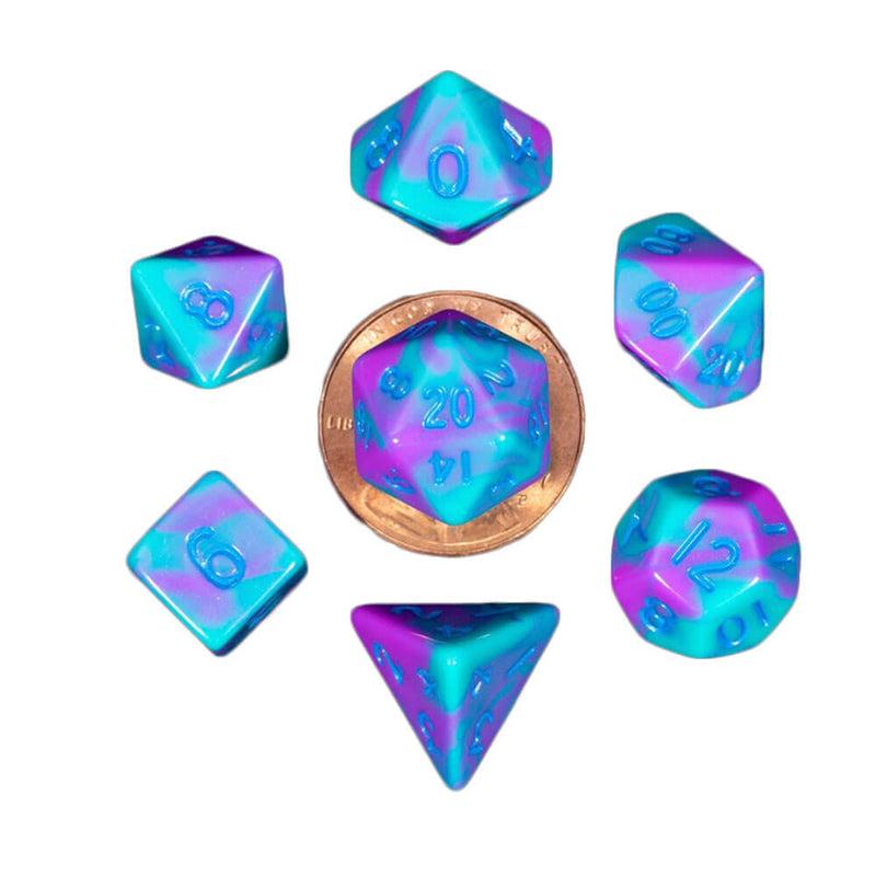 Juego de mini dados poliédricos MDG (con n.º azul)