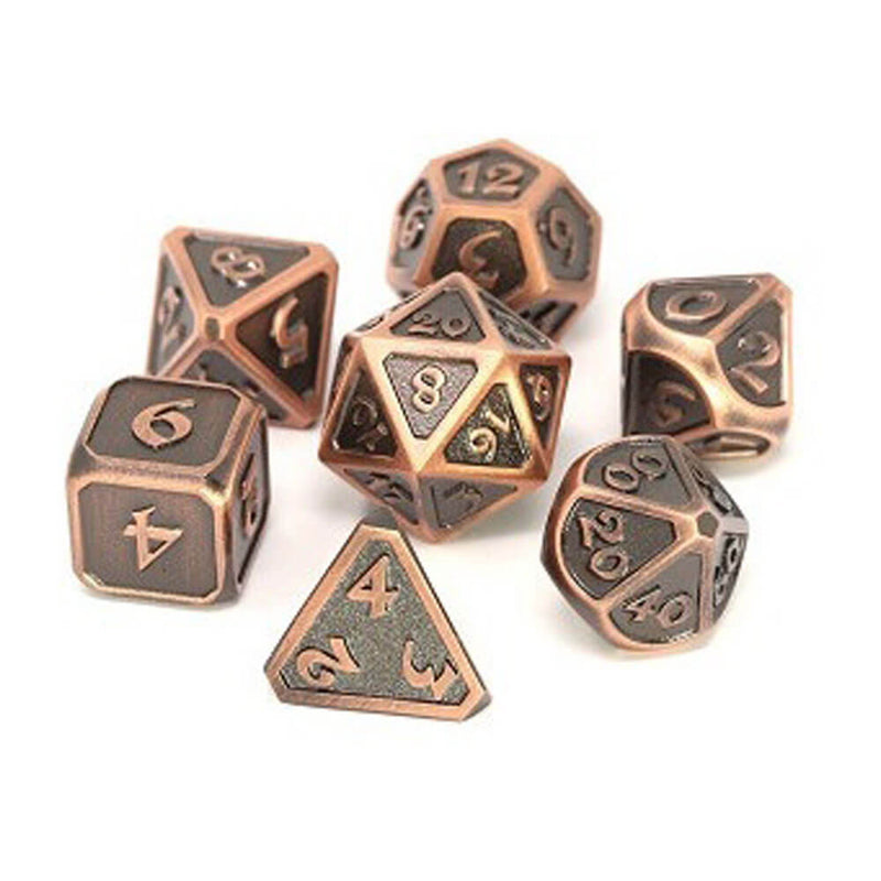 Set de dés en métal Polyhedral Mythica Battleworn