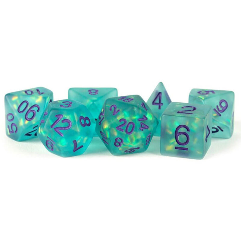  MDG Juego de dados Icy Opal de poliéster de 16 mm