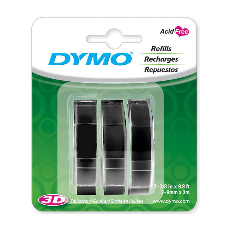 Étiquette de ruban de gaufrage Dymo 9 mm x 3 m (paquet de 3)