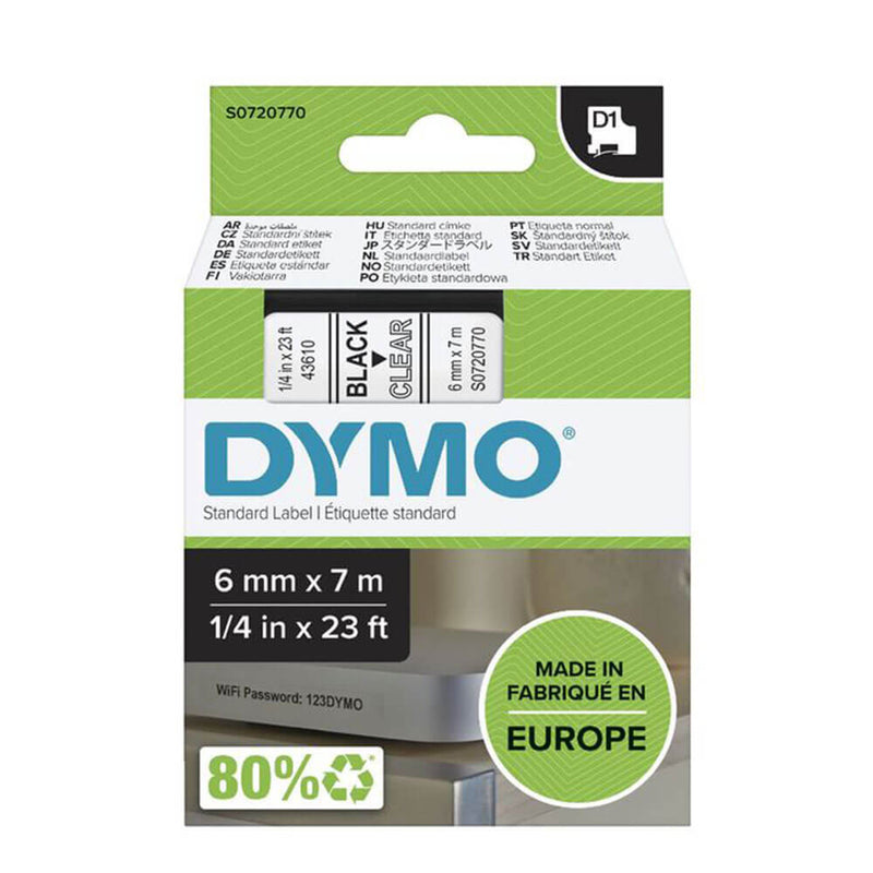 Étiquette de ruban Dymo D1 6mmx7m