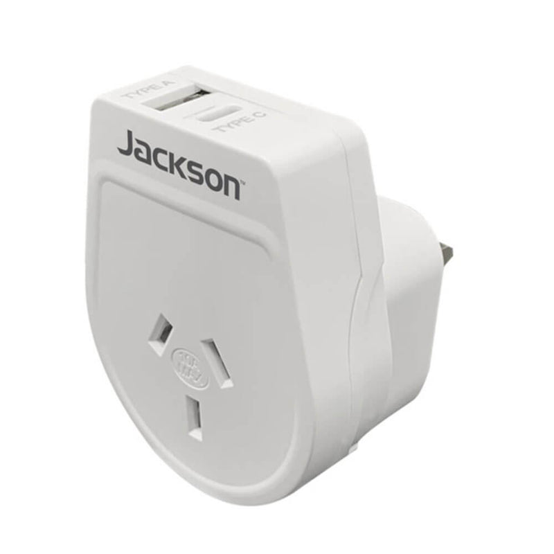  Adaptador de viaje USB-A y C saliente de Jackson Industries