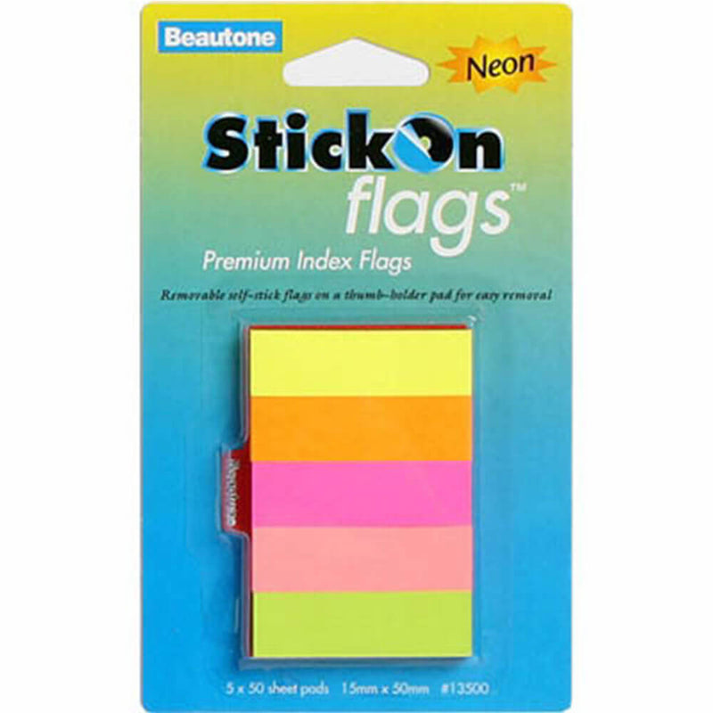  Beautone Stick On Flags 250 Hojas (Neón Surtido)